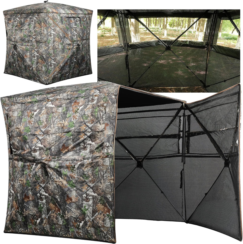 Lenotos A-1013 270° See-Through Pop-Up Hunting Blind — 2–3 Person, 90° Swing Door