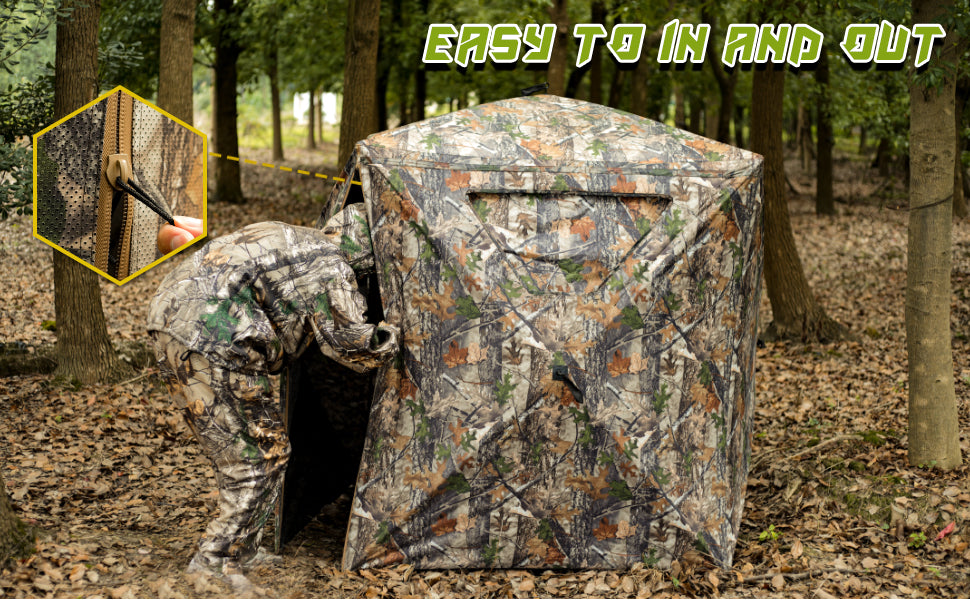 Lenotos Hunting Blind, 2 Person Pop Up Blinds 360 Degree See Through, Portable Durable Hunting Ground Blinds for Deer & Turkey Hunting(A-1008)