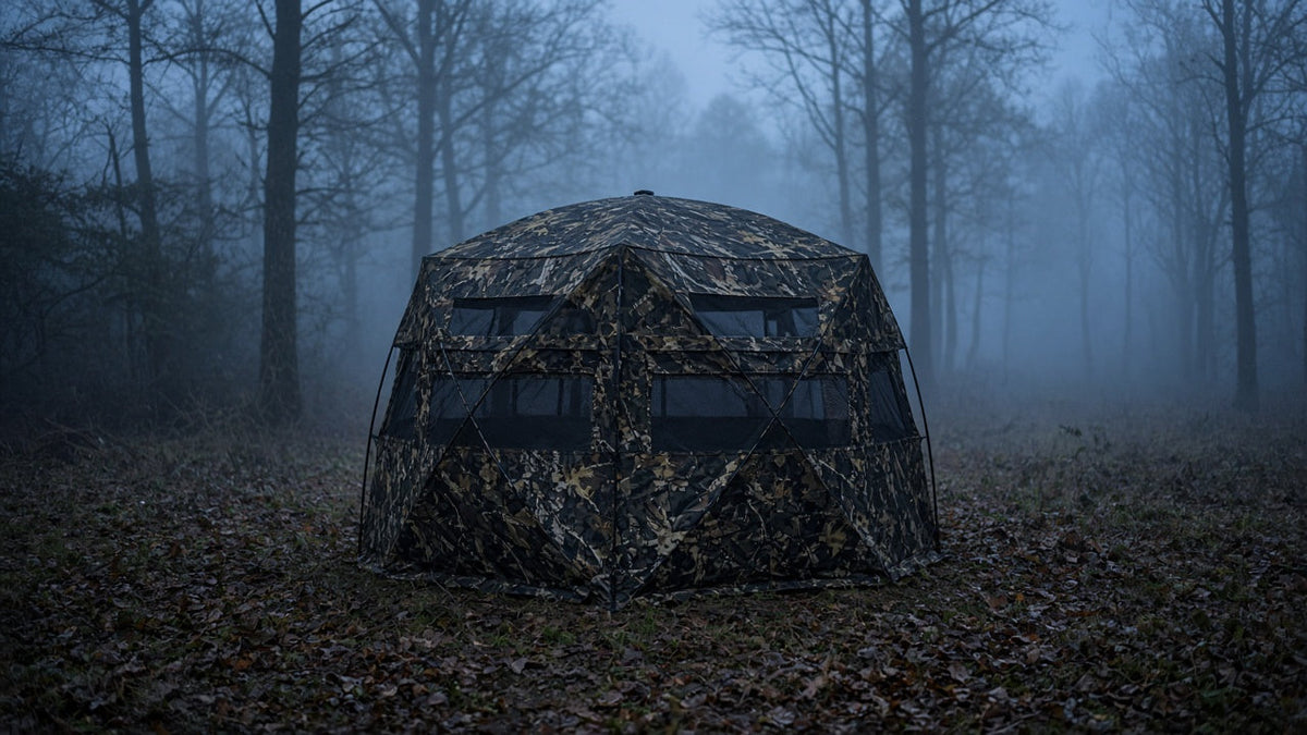 Pop-up hunting blind set before dawn