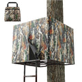 LENOTOS tree stand camo blind kit mounted on ladder stand with carry bag