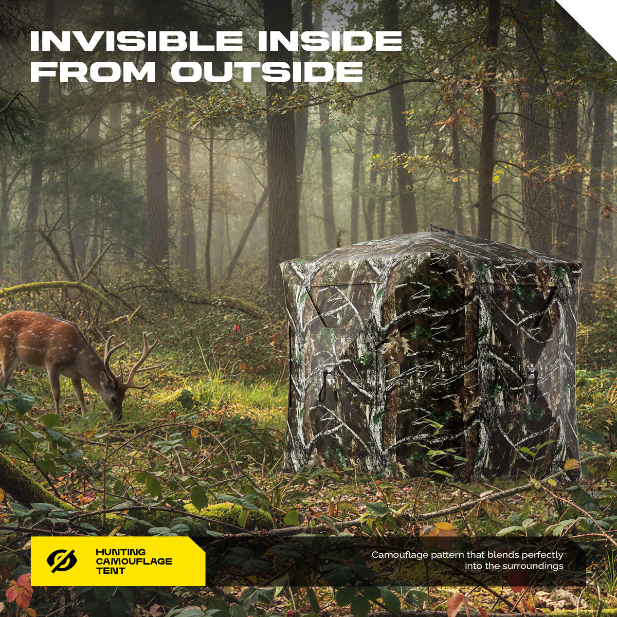 Hunting Blind, 2-3 Person Pop Up Blind 270 Degree See Through, Portable Hunting Ground Blind for Hunting, Deer Hunting