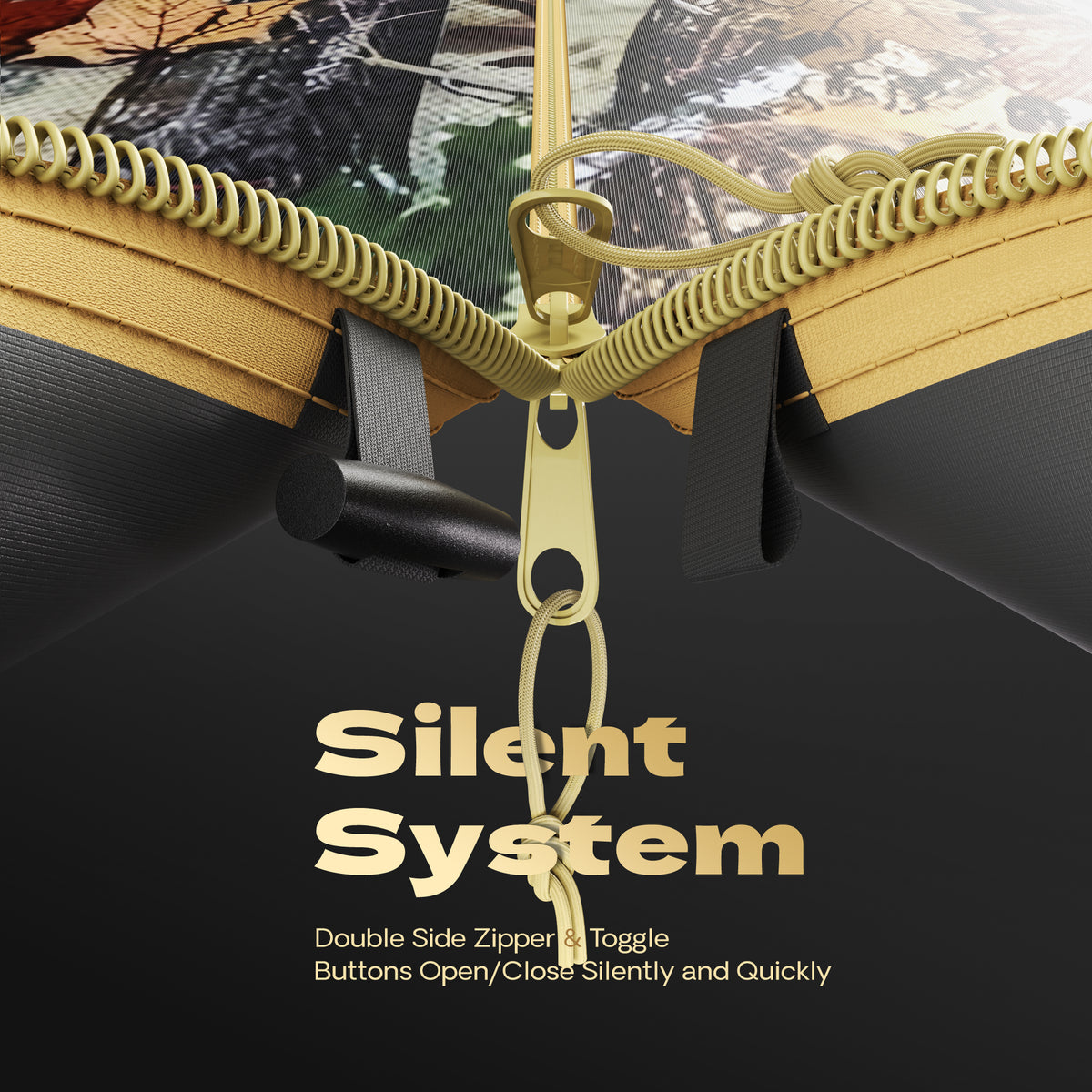 LENOTOS tree stand blind silent double-side zipper and toggle button system