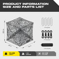 LENOTOS A-1006 size chart 58×58×66 inches with stakes, ropes and carry bag