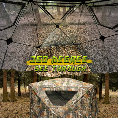 Lenotos Hunting Blind, 2 Person Pop Up Blinds 360 Degree See Through, Portable Durable Hunting Ground Blinds for Deer & Turkey Hunting(A-1008)