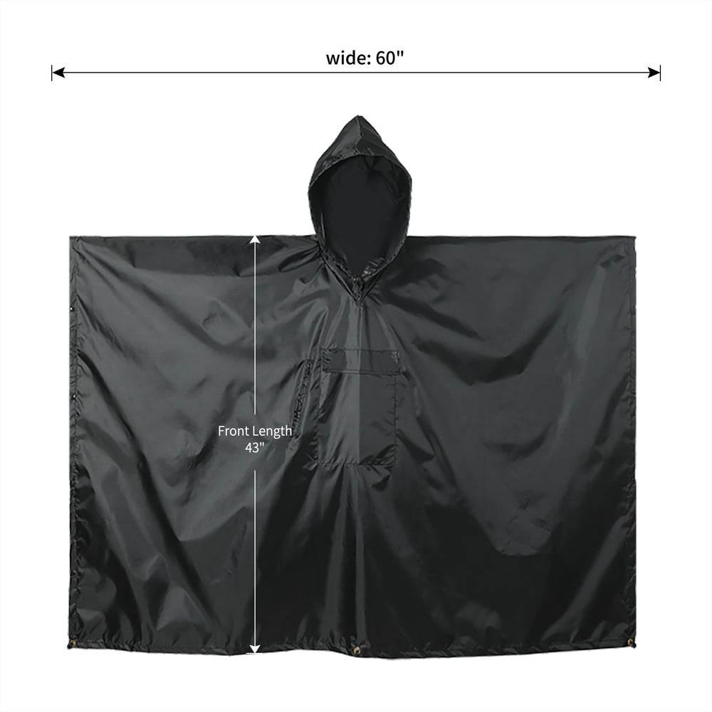 LENOTOS rain poncho hood and pockets detail