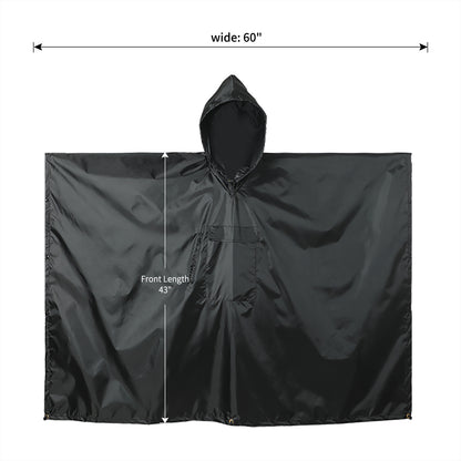 Lenotos Military Poncho, Waterproof Camouflage Army Poncho, Multi Use Rip Stop Military Rain Poncho (A-2001-Black)