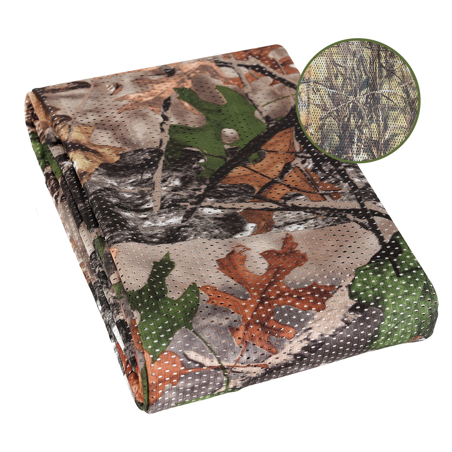 Lenotos Double Sided Camouflage Mesh Fabric, Quiet and Soft Camo Netting for Hunting, Tree Stand, Multi Size & Cut(Leaf & Dry Grass, 2 Yd)