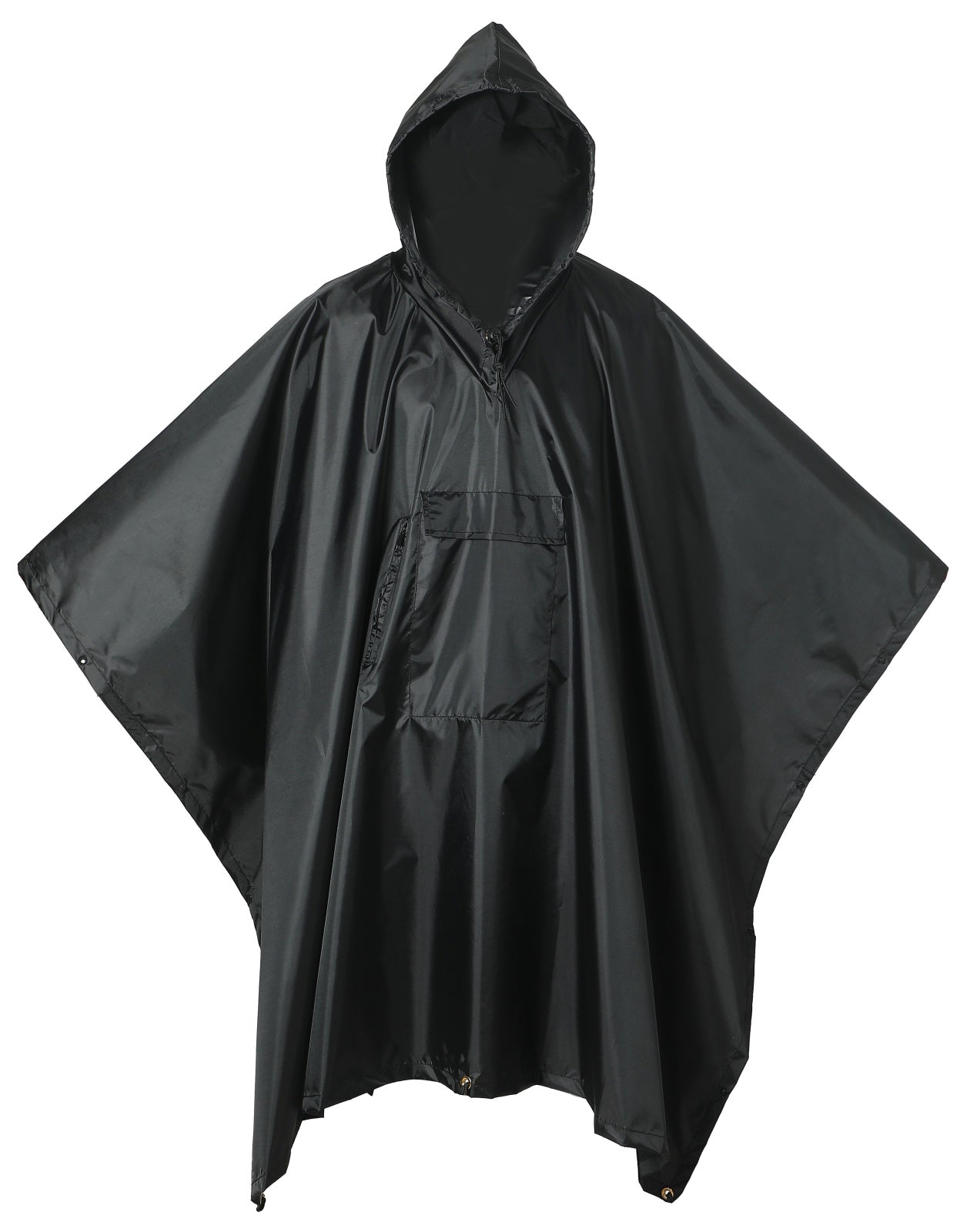 Lenotos Military Poncho, Waterproof Camouflage Army Poncho, Multi Use Rip Stop Military Rain Poncho (A-2001-Black)