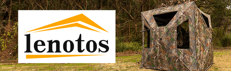 Lenotos Hunting Blind, Ground Blinds for Deer Hunting 2-3 Person, 270 Degree See Through Pop Up Blind for Deer and Turkey Hunting(A-1005)