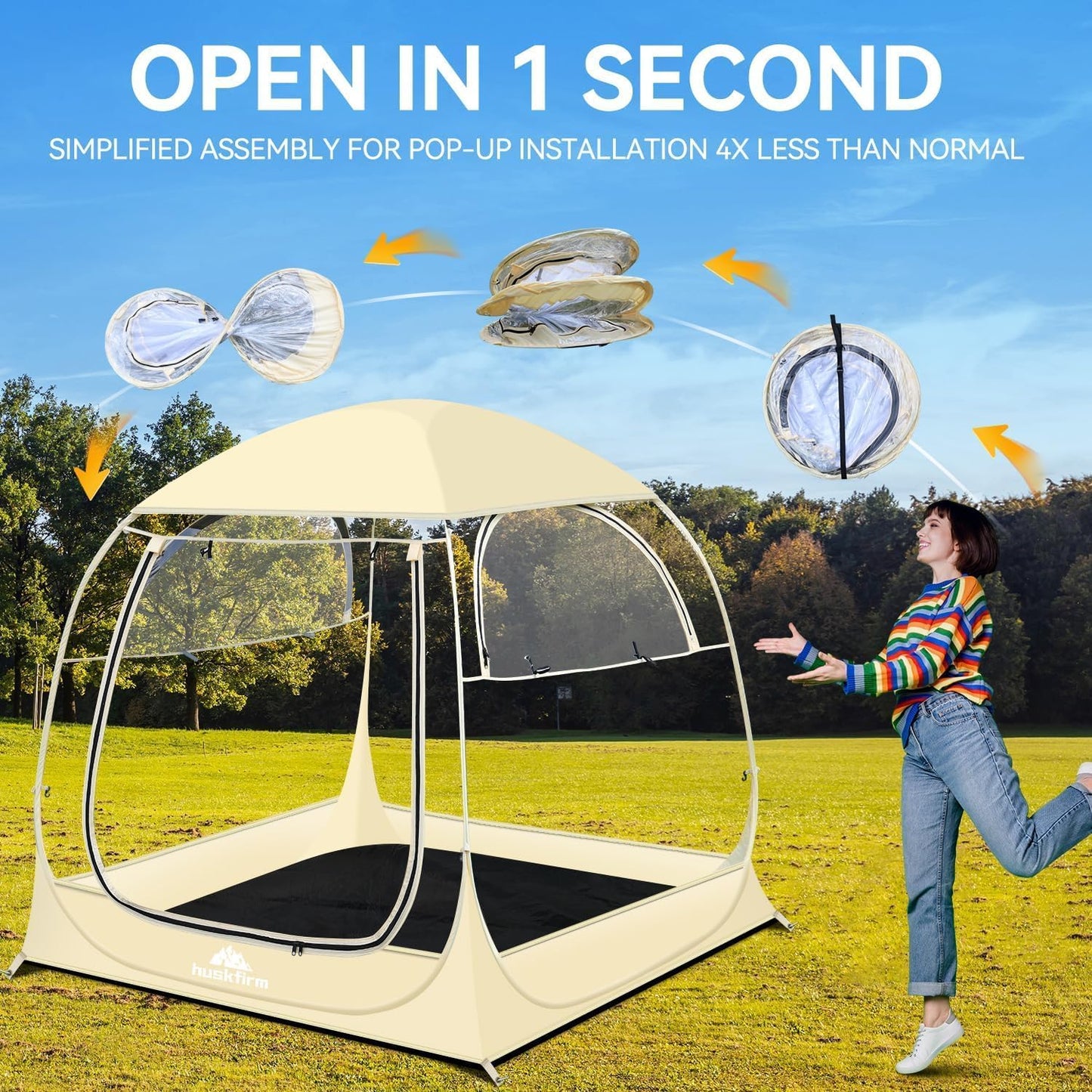 Pop Up Sports Tent, Instant Clear Bubble Tent, with Removable Top Cover, Outdoor All Weather Shelter, for Watching Sports, Cheering, Fishing and Camping