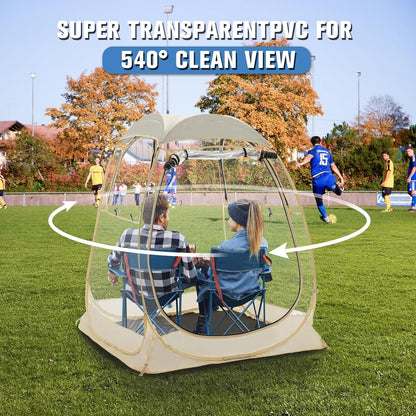 Pop Up Sports Tent, Instant Clear Bubble Tent, with Removable Top Cover, Outdoor All Weather Shelter, for Watching Sports, Cheering, Fishing and Camping