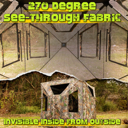 Lenotos Hunting Blind, Ground Blinds for Deer Hunting 2-3 Person, 270 Degree See Through Pop Up Blind for Deer and Turkey Hunting(A-1005)