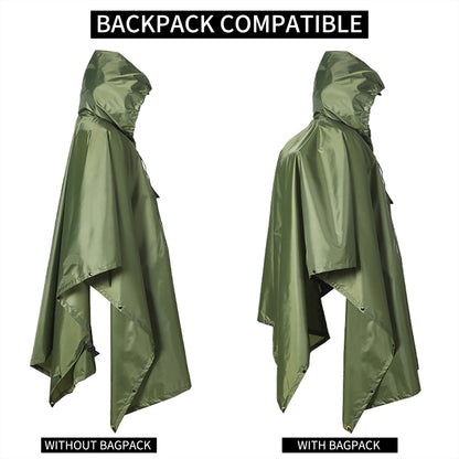 Lenotos Military Poncho, Waterproof Camouflage Army Poncho, Multi Use Rip Stop Military Rain Poncho (A-2001-Green)