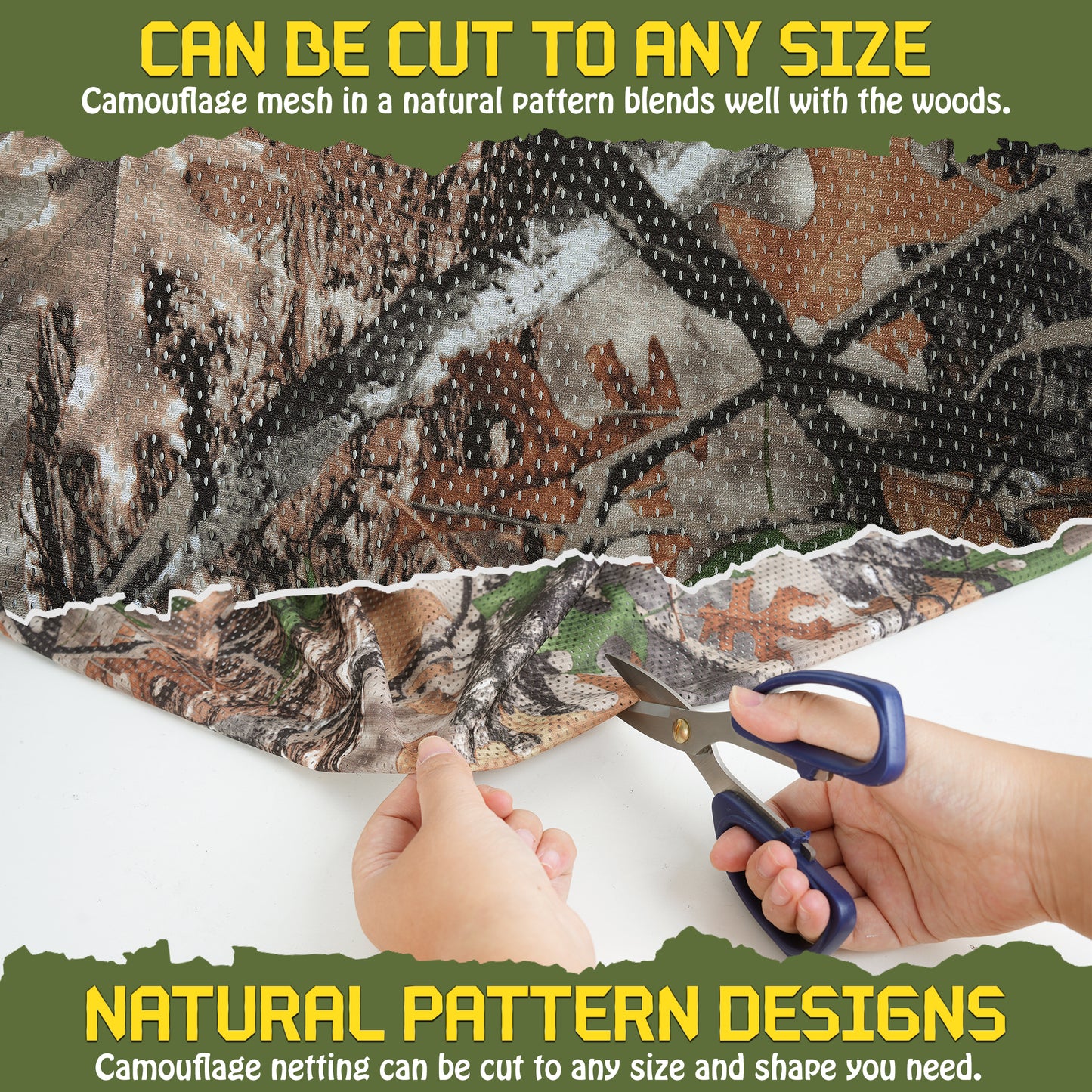 Lenotos Double Sided Camouflage Mesh Fabric, Quiet and Soft Camo Netting for Hunting, Tree Stand, Multi Size & Cut(Leaf & Dry Grass, 2 Yd)