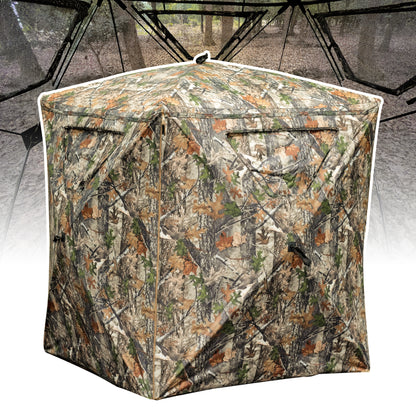 Lenotos Hunting Blind, 2 Person Pop Up Blinds 360 Degree See Through, Portable Durable Hunting Ground Blinds for Deer & Turkey Hunting(A-1008)