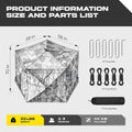 LENOTOS A-1010 size chart 58×58×70 inches with stakes, ropes and carry bag