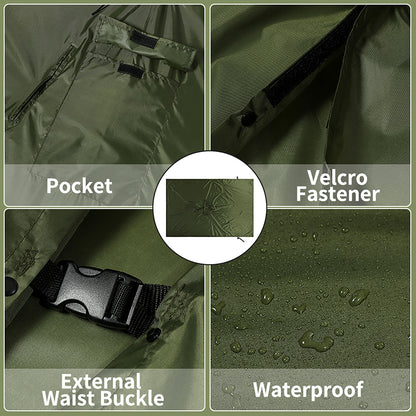 Lenotos Military Poncho, Waterproof Camouflage Army Poncho, Multi Use Rip Stop Military Rain Poncho (A-2001-Green)