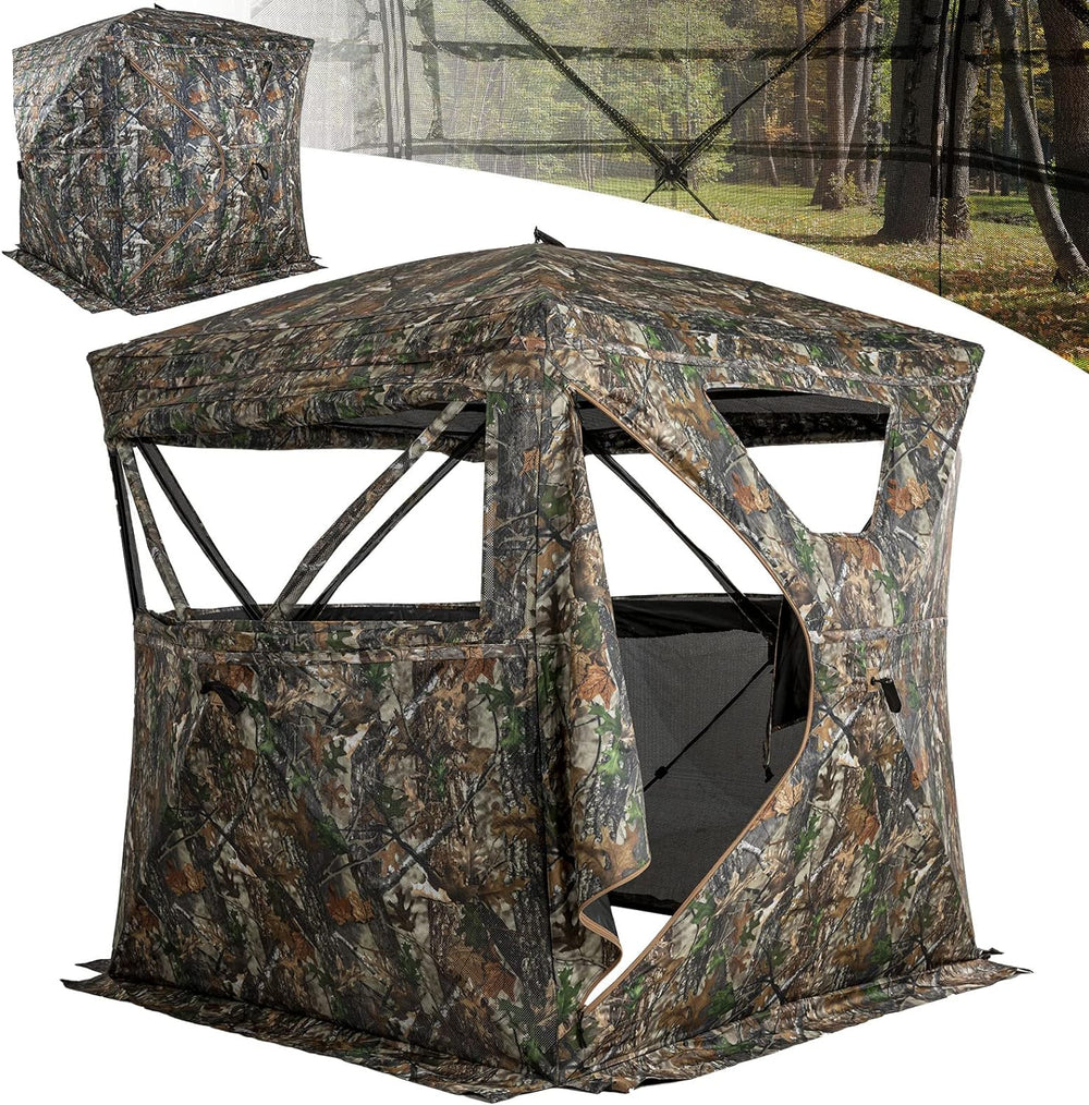 LENOTOS A-1001-2 classic 270° hunting blind exterior, open door and mesh view
