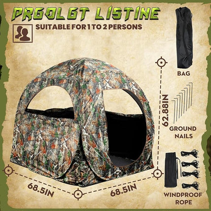 Lenotos 270° See-Through Pop-Up Hunting Blind for 1–2 Hunters