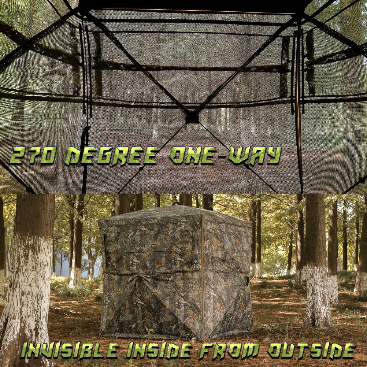 LENOTOS A-1013 270° one-way mesh view from inside versus invisible exterior