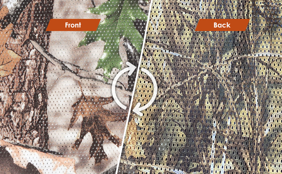 Lenotos Double Sided Camouflage Mesh Fabric, Quiet and Soft Camo Netting for Hunting, Tree Stand, Multi Size & Cut(Leaf & Dry Grass, 2 Yd)