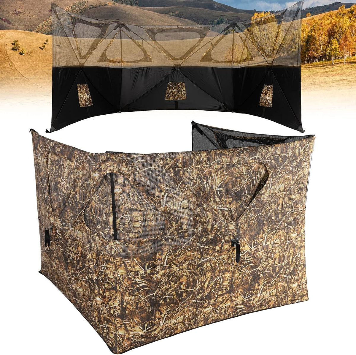 LENOTOS entry 3-panel see-through pop-up hunting blind exterior
