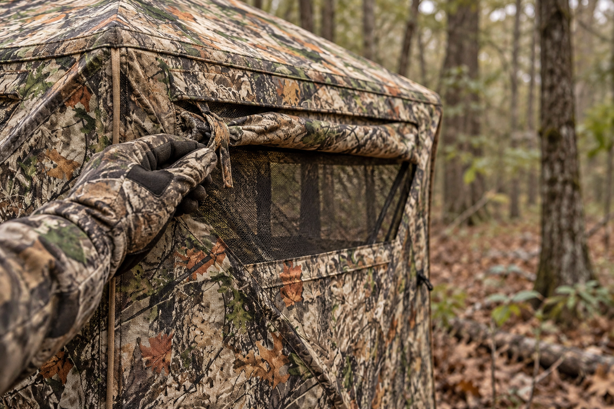 AI-generated illustrative hunting gear details scene